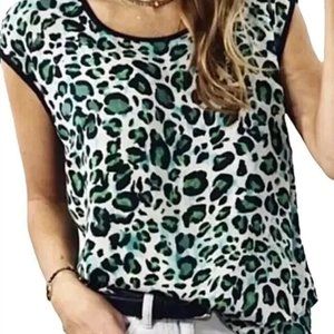 CAbi Jungle Leopard Sleeveless Top Blouse